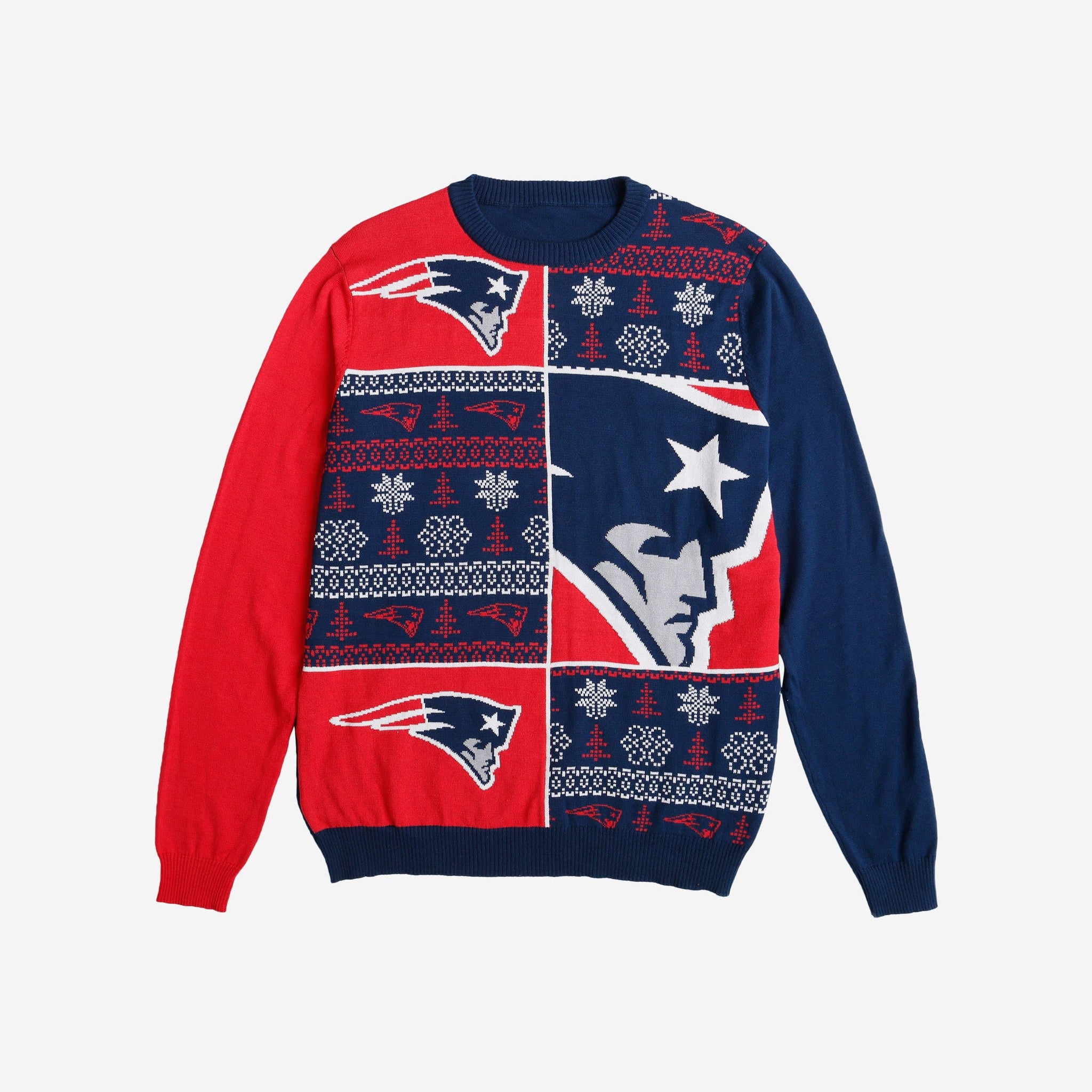 New England Patriots Busy Block Snowfall Sweater FOCO