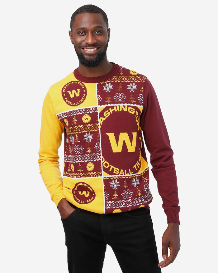 Washington Commanders Busy Block Snowfall Sweater FOCO S - FOCO.com