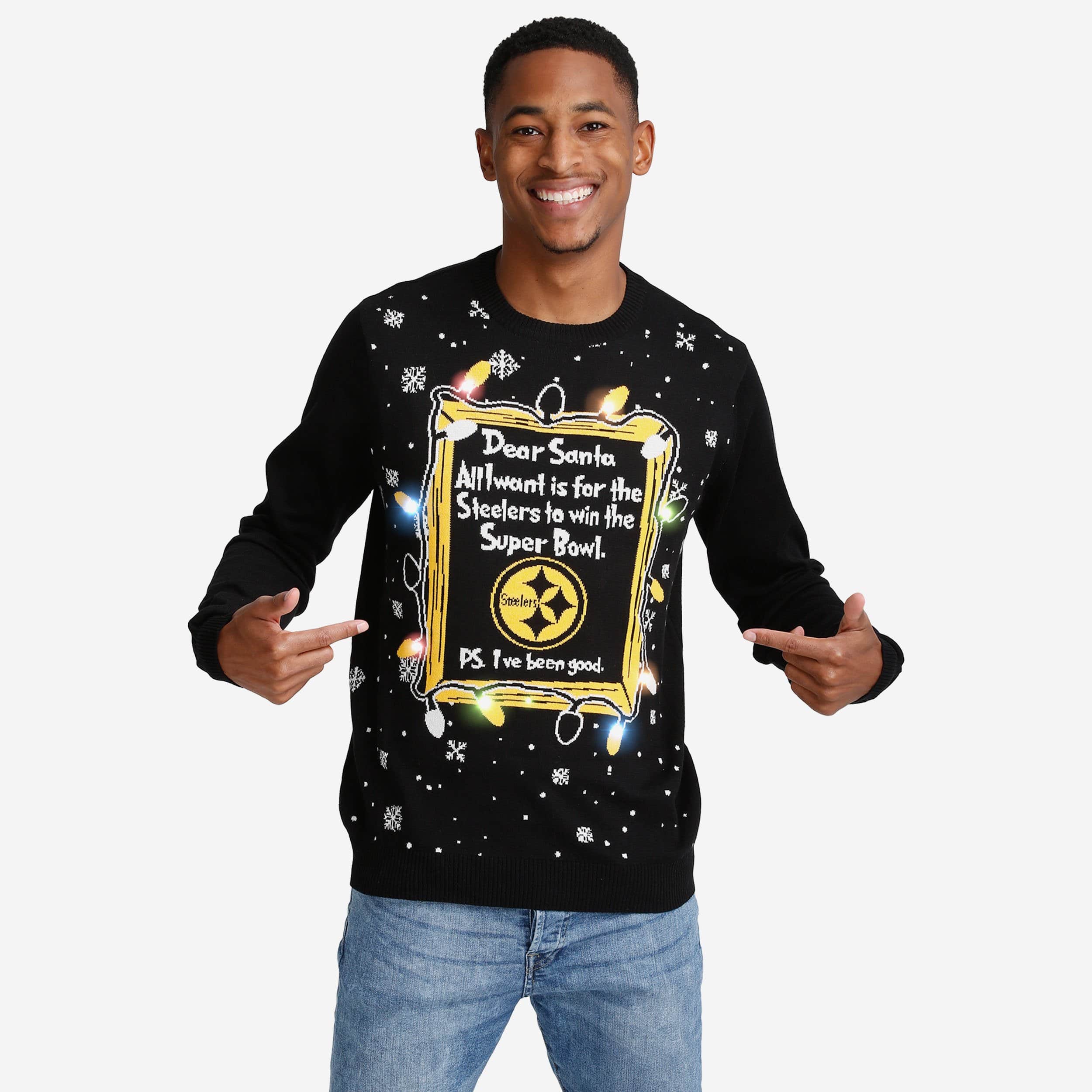 Pittsburgh Steelers Dear Santa Light Up Sweater FOCO