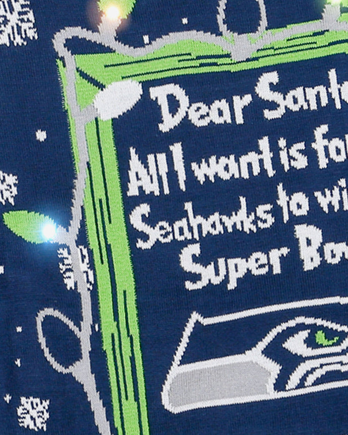 Seattle Seahawks Dear Santa Light Up Sweater FOCO - FOCO.com