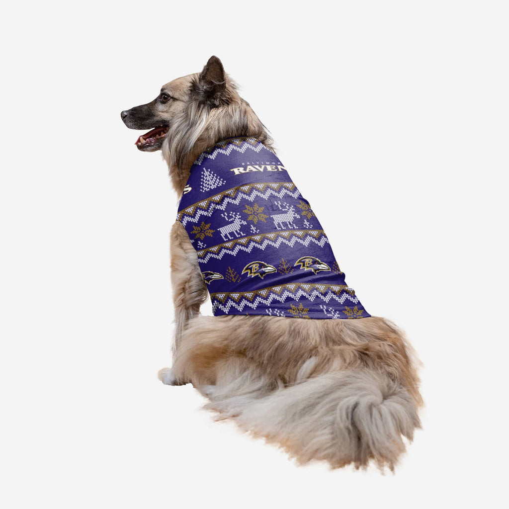 Baltimore Ravens Dog Family Holiday Ugly Sweater FOCO XS - FOCO.com