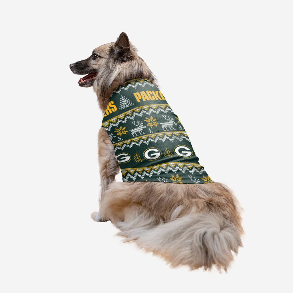 Green Bay Packers Dog Family Holiday Ugly Sweater FOCO XS - FOCO.com