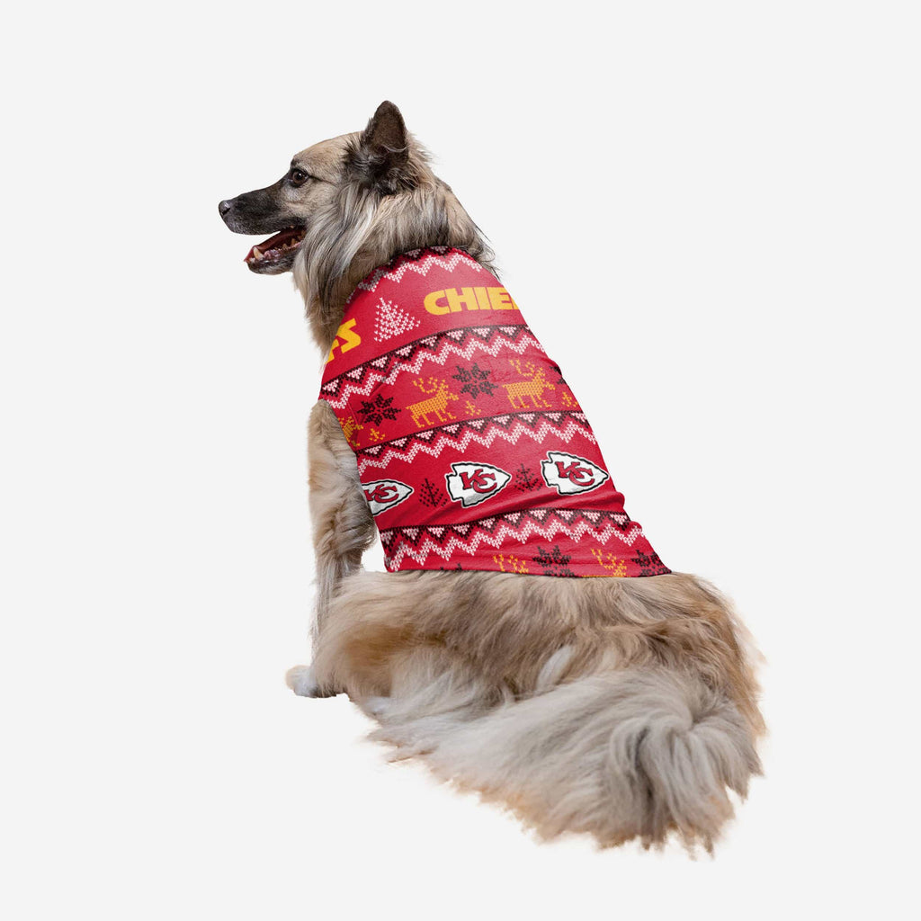 Kansas City Chiefs Dog Family Holiday Ugly Sweater FOCO XS - FOCO.com