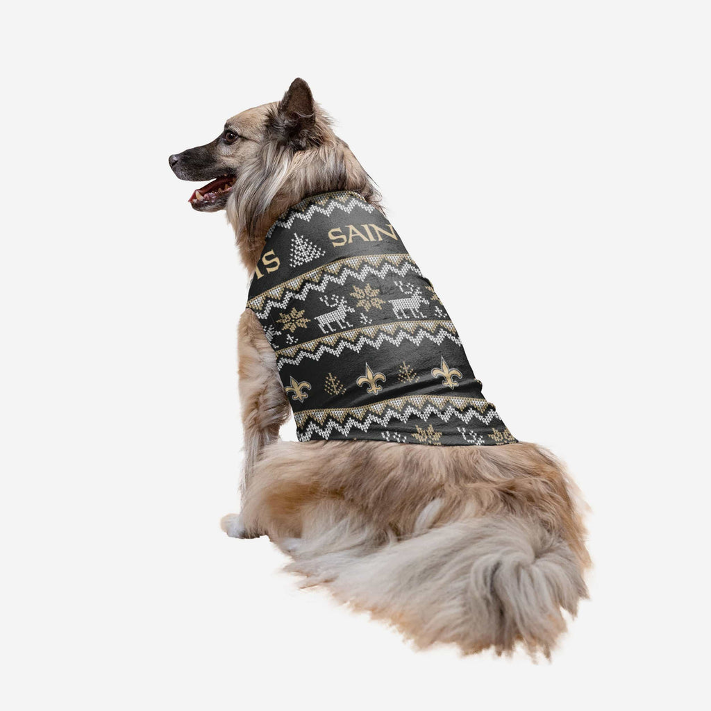New Orleans Saints Dog Family Holiday Ugly Sweater FOCO XS - FOCO.com