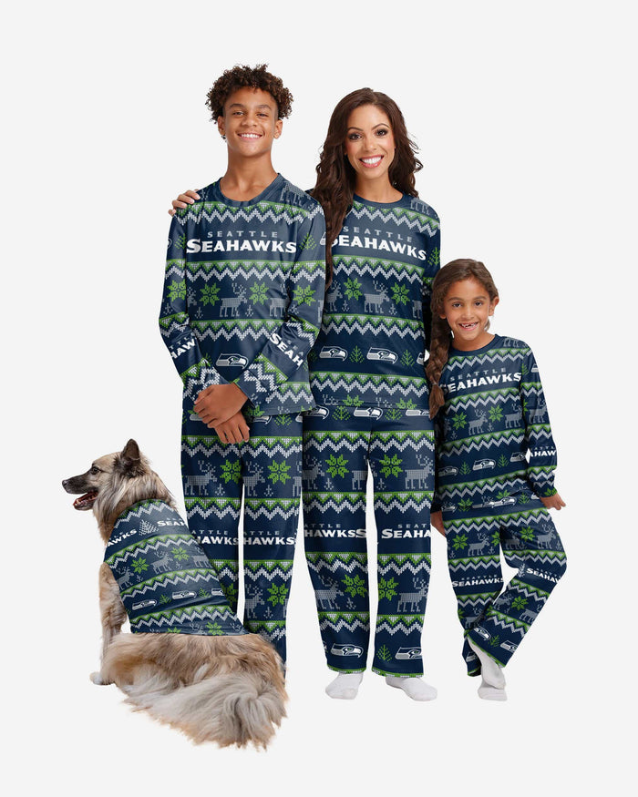 Seattle Seahawks Dog Family Holiday Ugly Sweater FOCO - FOCO.com