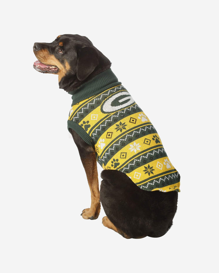 Green Bay Packers Knitted Holiday Dog Sweater FOCO XS - FOCO.com