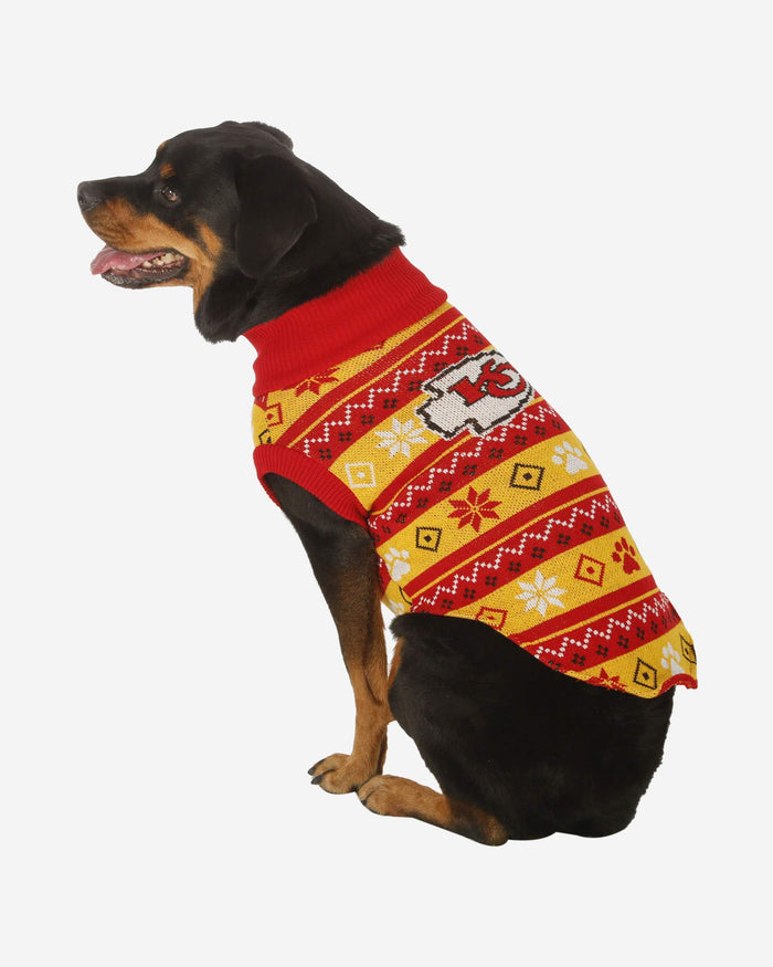 Kansas City Chiefs Knitted Holiday Dog Sweater FOCO XS - FOCO.com