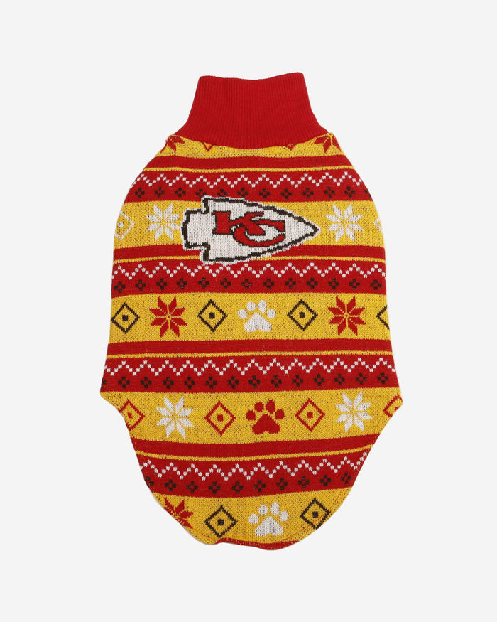 Kansas City Chiefs Knitted Holiday Dog Sweater FOCO - FOCO.com