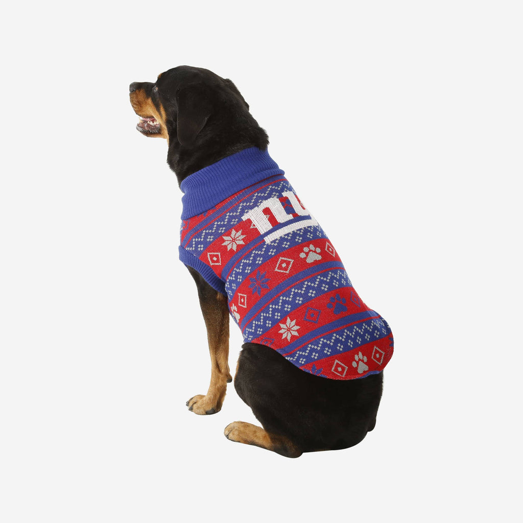 New York Giants Knitted Holiday Dog Sweater FOCO XS - FOCO.com
