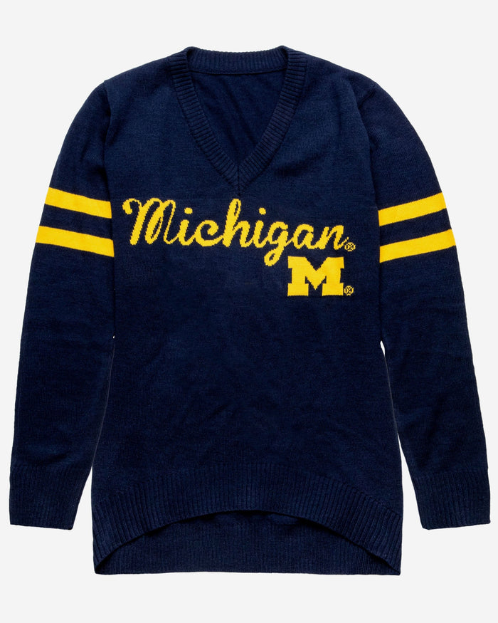 Michigan Wolverines Womens Vintage Stripe Sweater FOCO - FOCO.com