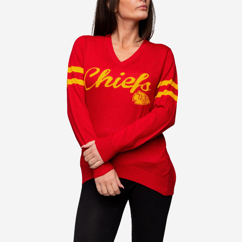Kansas City Chiefs Womens Vintage Stripe Sweater FOCO
