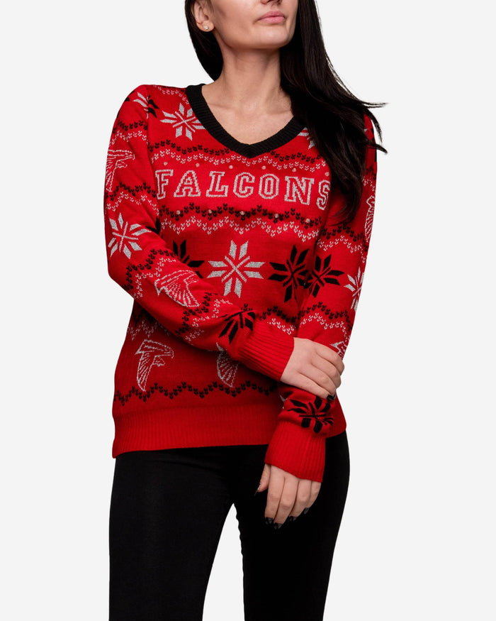 Atlanta Falcons Womens Light Up V-Neck Bluetooth Sweater FOCO - FOCO.com
