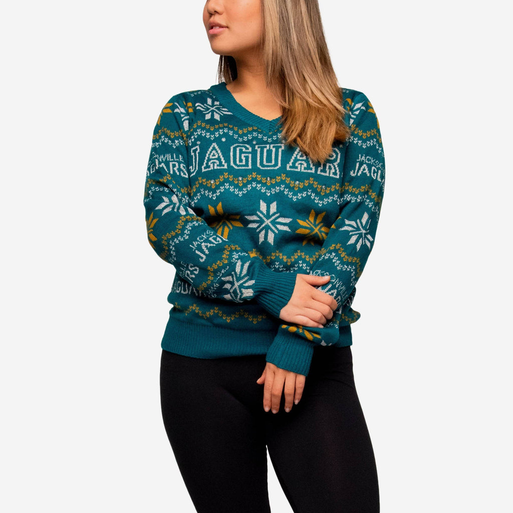Jacksonville Jaguars Womens Light Up V-Neck Bluetooth Sweater FOCO - FOCO.com