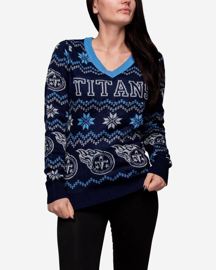 Tennessee Titans Womens Light Up V-Neck Bluetooth Sweater FOCO - FOCO.com