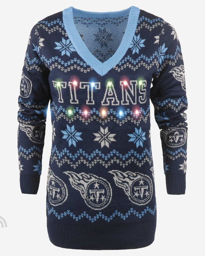 Tennessee Titans Womens Light Up V-Neck Bluetooth Sweater FOCO - FOCO.com