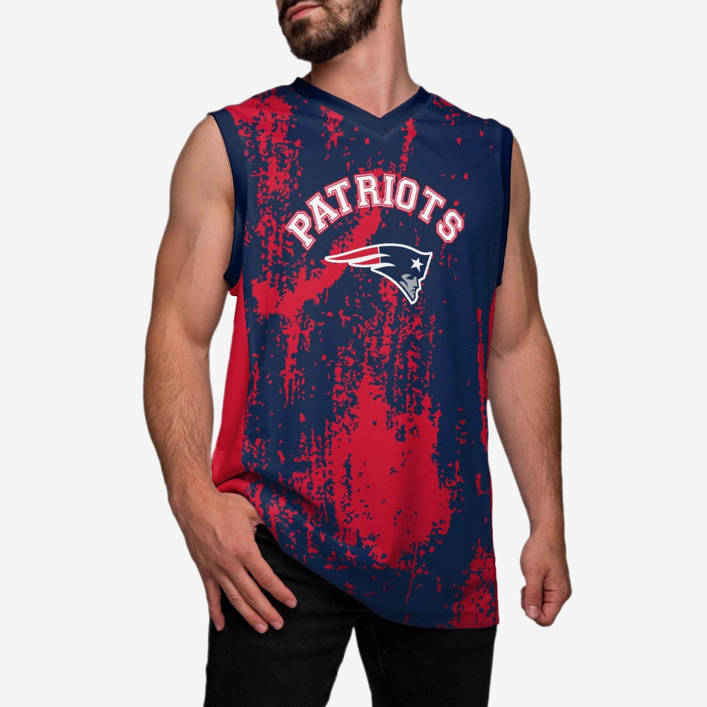 New England Patriots Mesh V-Neck Jersey Tank Top FOCO M - FOCO.com