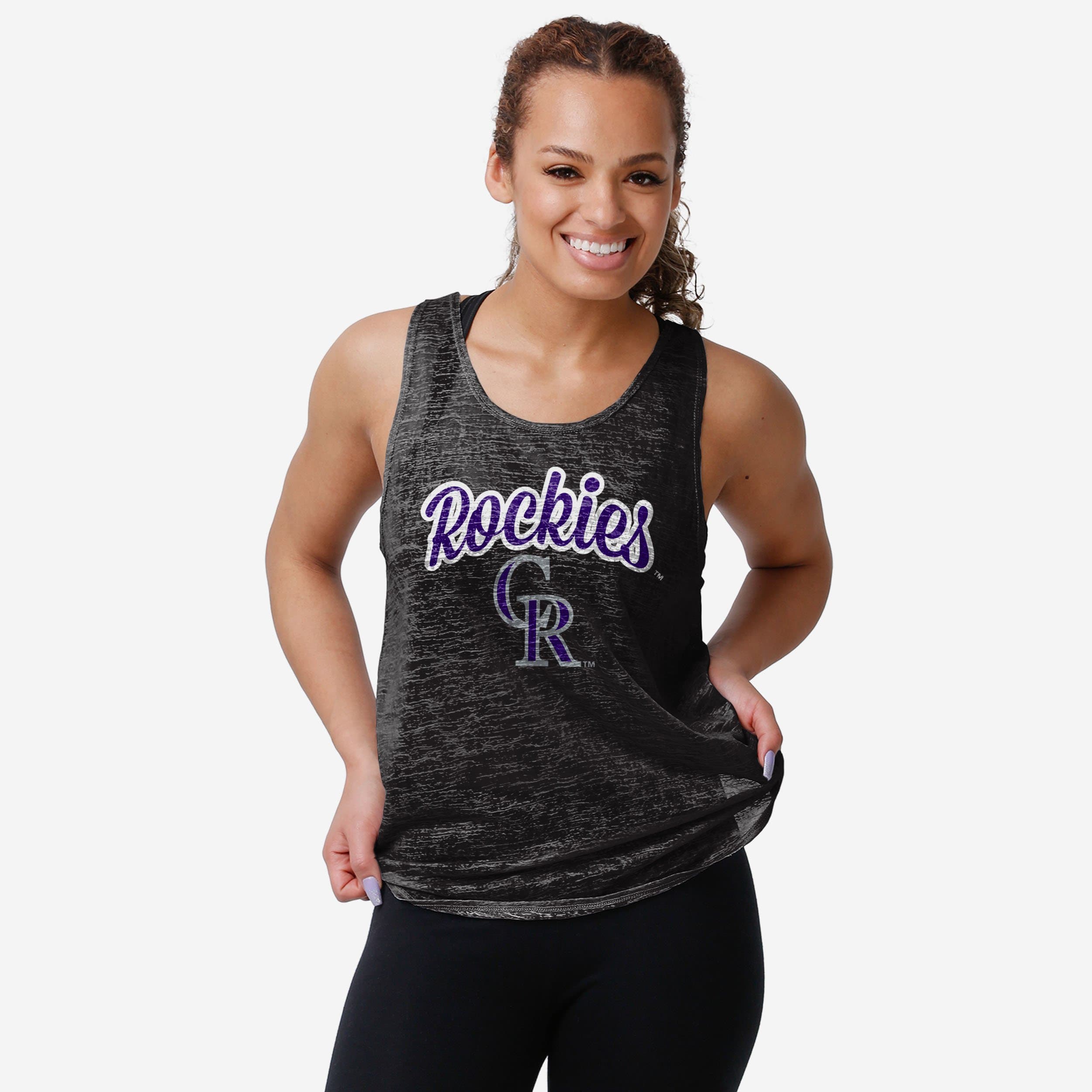 FOCO Colorado Rockies Womens Burn Out Sleeveless Top, Size: S