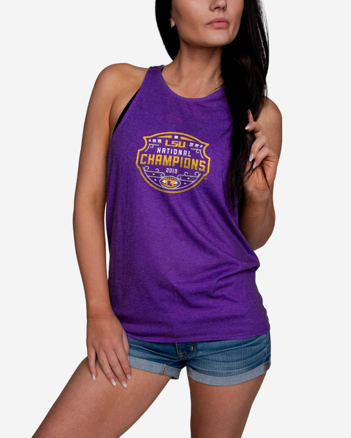 LSU Tigers 2019 Football National Champions Womens Tie-Breaker Sleeveless Top FOCO - FOCO.com