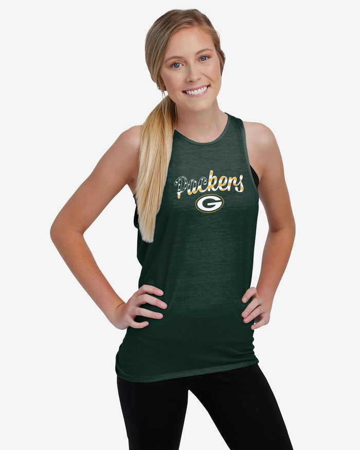 Green Bay Packers Womens Americana Tie-Breaker Sleeveless Top FOCO - FOCO.com