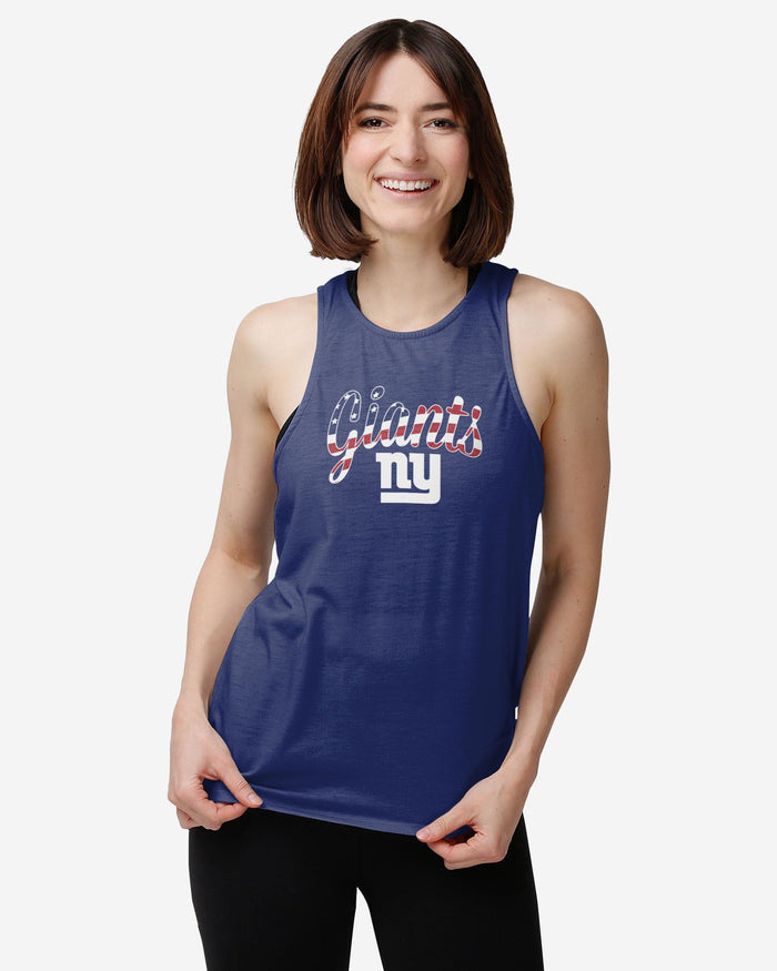 New York Giants Womens Americana Tie-Breaker Sleeveless Top FOCO - FOCO.com