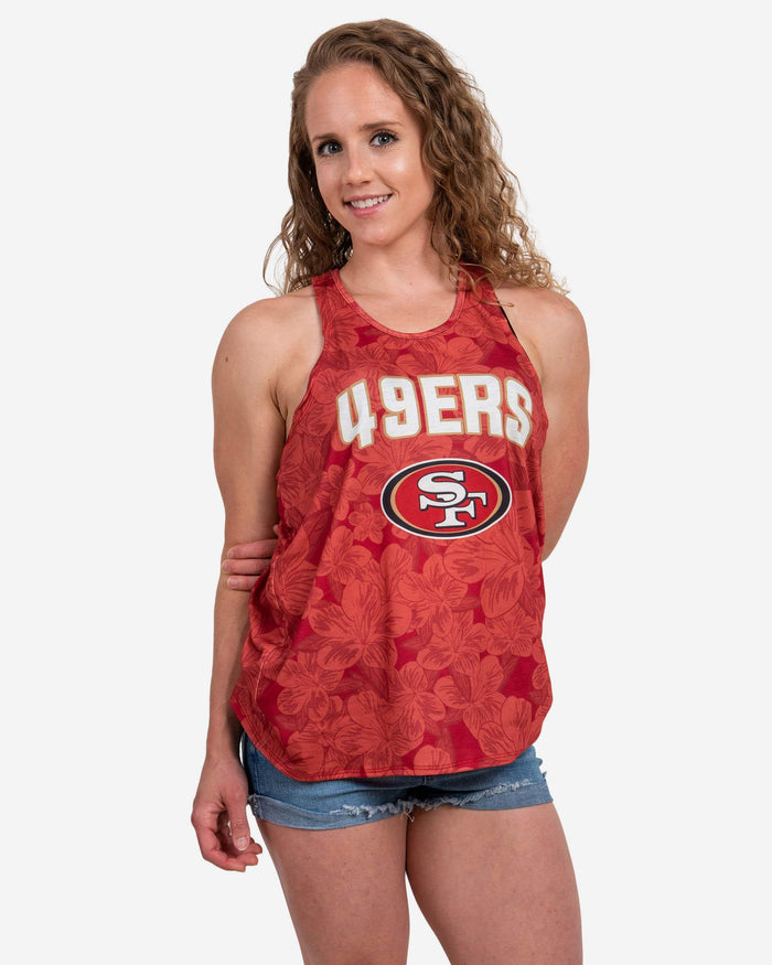 San Francisco 49ers Womens Hibiscus Twist Back Sleeveless Top FOCO S - FOCO.com