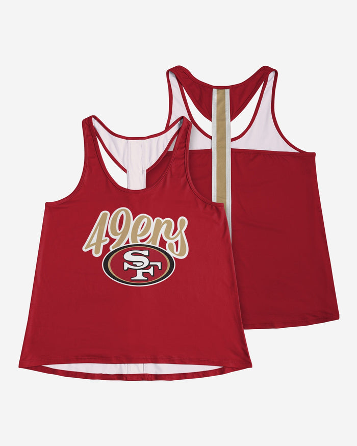San Francisco 49ers Womens Wordmark Team Stripe Sleeveless Top FOCO - FOCO.com