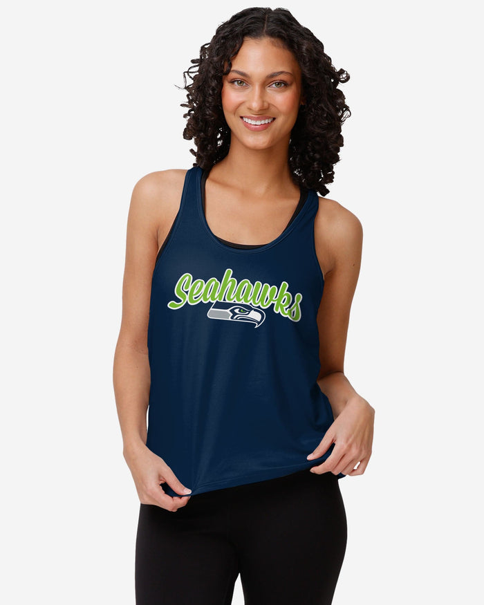Seattle Seahawks Womens Wordmark Team Stripe Sleeveless Top FOCO S - FOCO.com