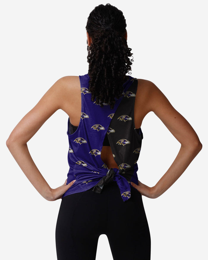 Baltimore Ravens Womens Wordmark Mini Print Tie-Breaker Sleeveless Top FOCO S - FOCO.com