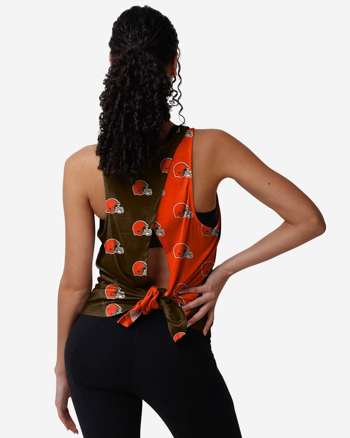 Cleveland Browns Womens Wordmark Mini Print Tie-Breaker Sleeveless Top FOCO S - FOCO.com