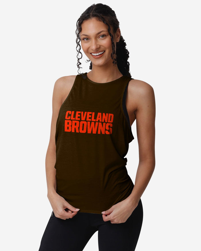 Cleveland Browns Womens Wordmark Mini Print Tie-Breaker Sleeveless Top FOCO - FOCO.com