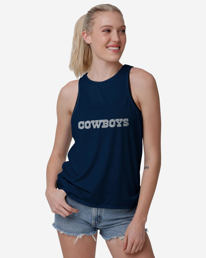 Dallas Cowboys Womens Wordmark Mini Print Tie-Breaker Sleeveless Top FOCO - FOCO.com