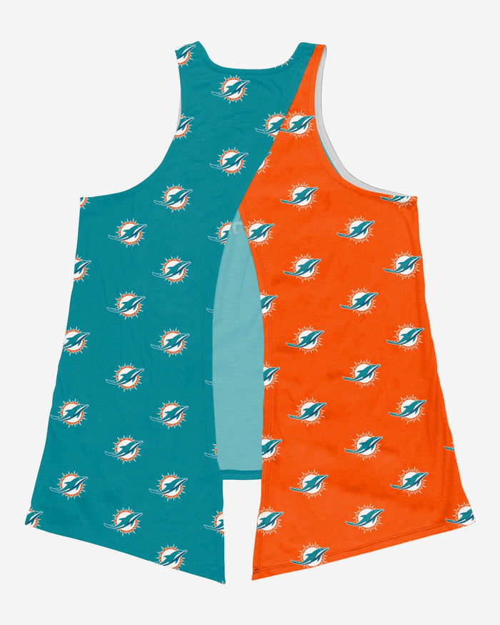 Miami Dolphins Womens Wordmark Mini Print Tie-Breaker Sleeveless Top FOCO - FOCO.com
