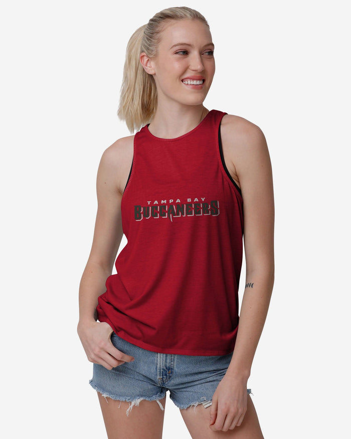 Tampa Bay Buccaneers Womens Wordmark Mini Print Tie-Breaker Sleeveless Top FOCO - FOCO.com
