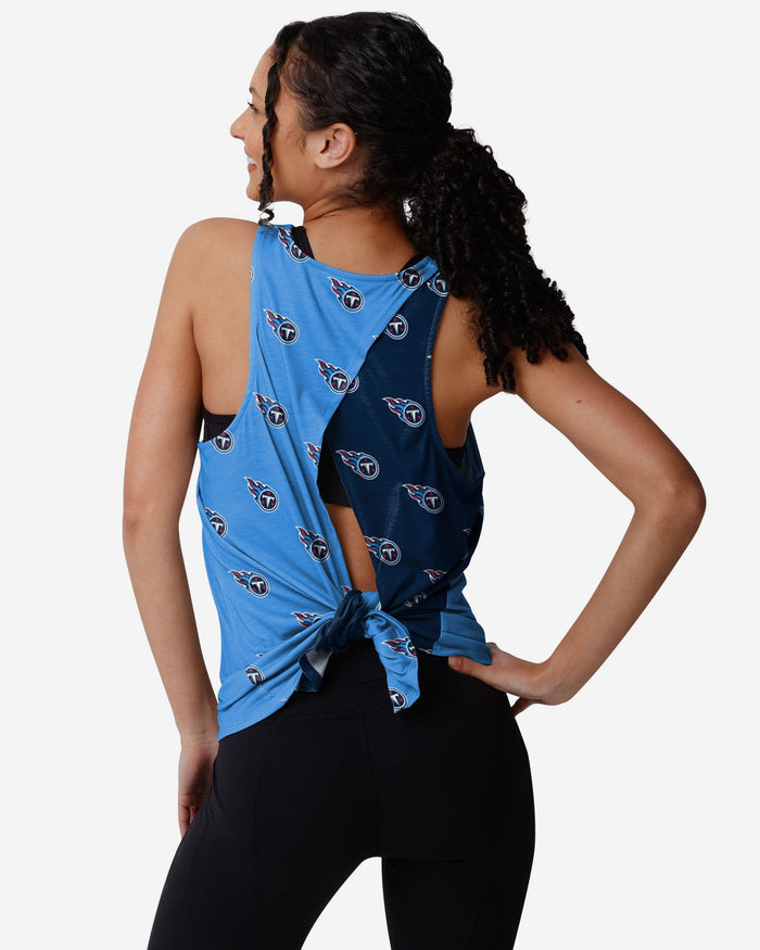Tennessee Titans Womens Wordmark Mini Print Tie-Breaker Sleeveless Top FOCO S - FOCO.com
