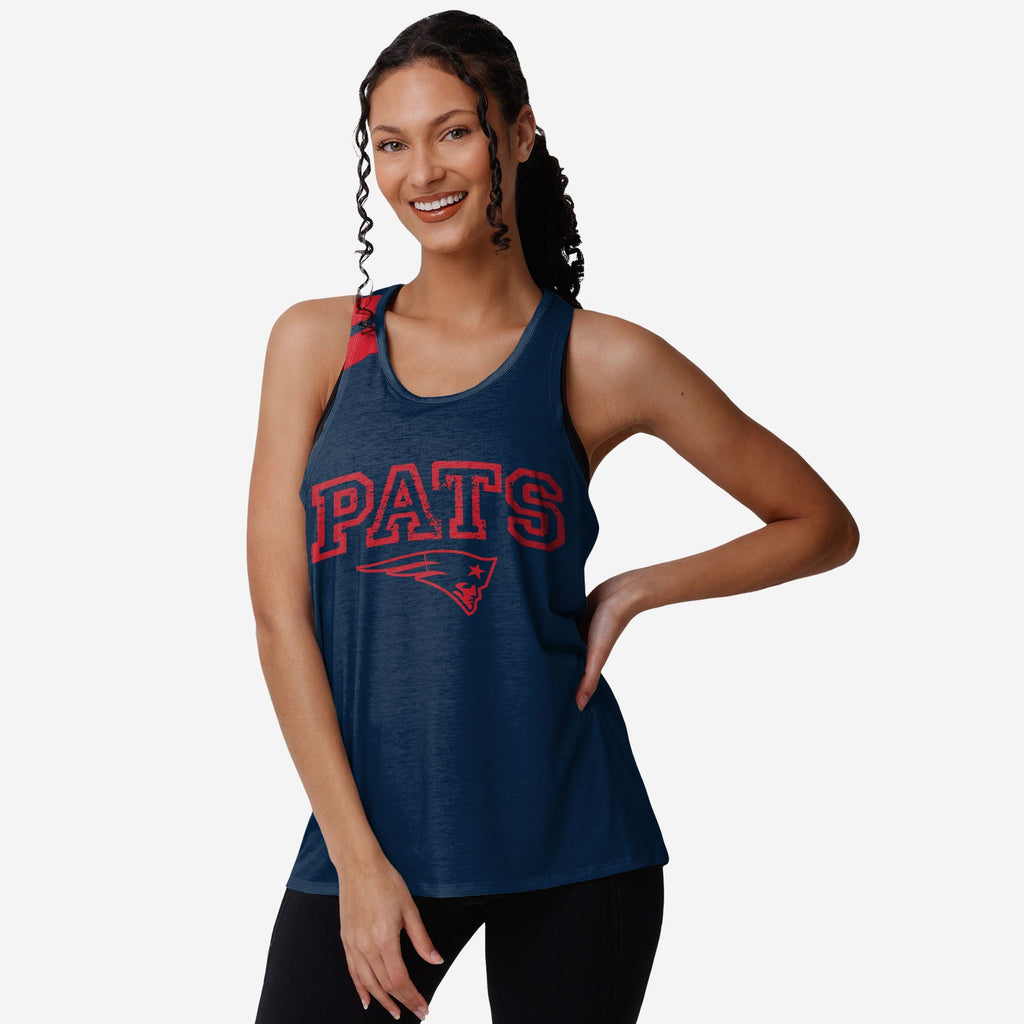 New England Patriots Womens Team Twist Sleeveless Top FOCO S - FOCO.com