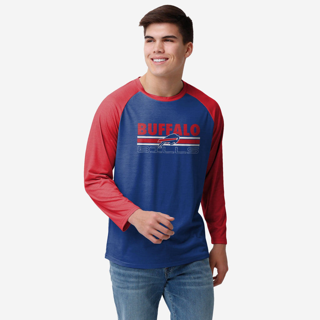 Buffalo Bills Colorblock Wordmark Raglan T-Shirt FOCO S - FOCO.com