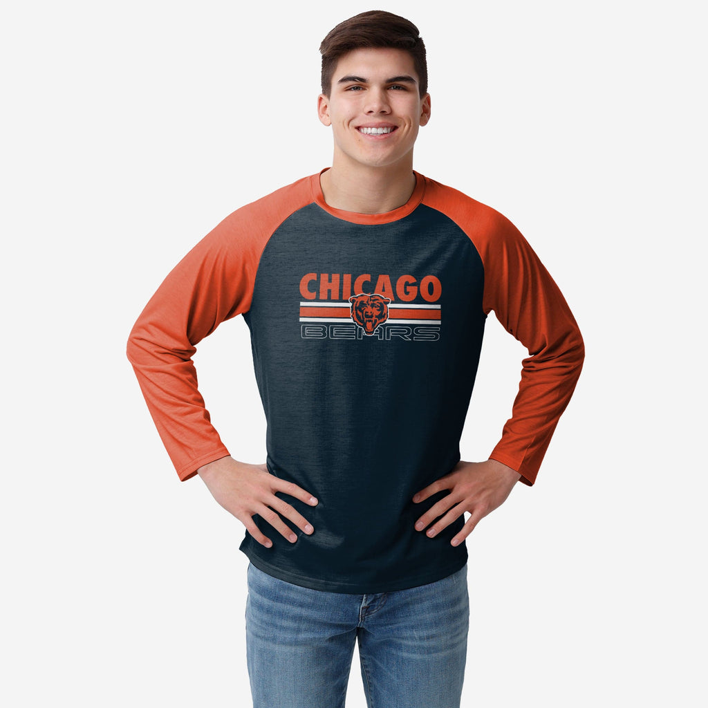 Chicago Bears Colorblock Wordmark Raglan T-Shirt FOCO S - FOCO.com