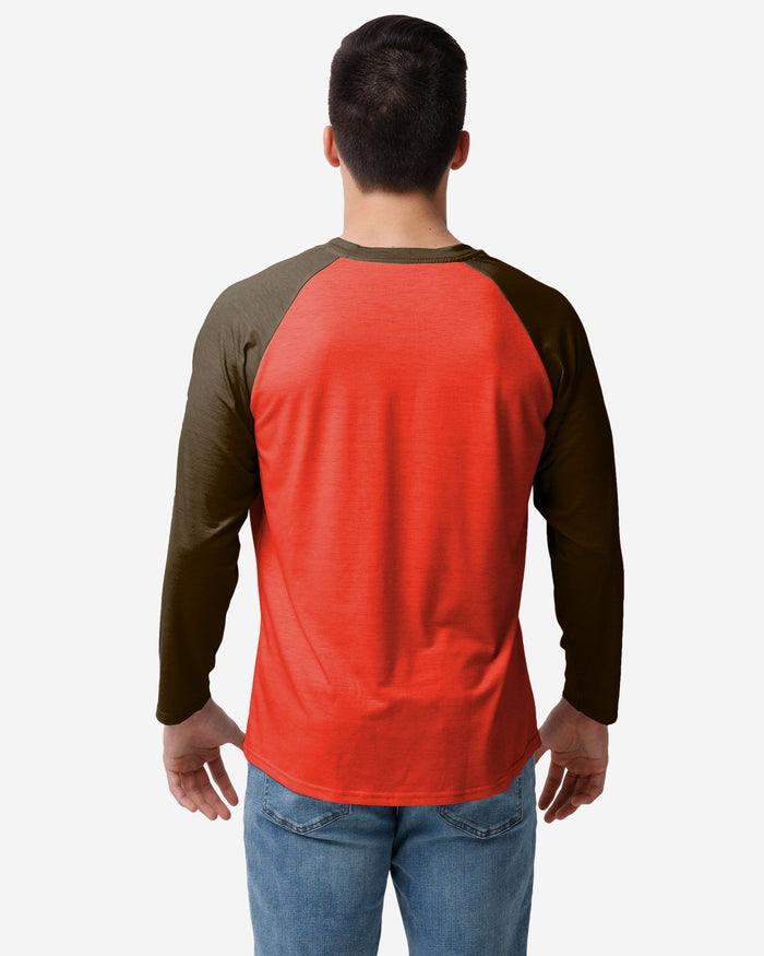 Cleveland Browns Colorblock Wordmark Raglan T-Shirt FOCO - FOCO.com