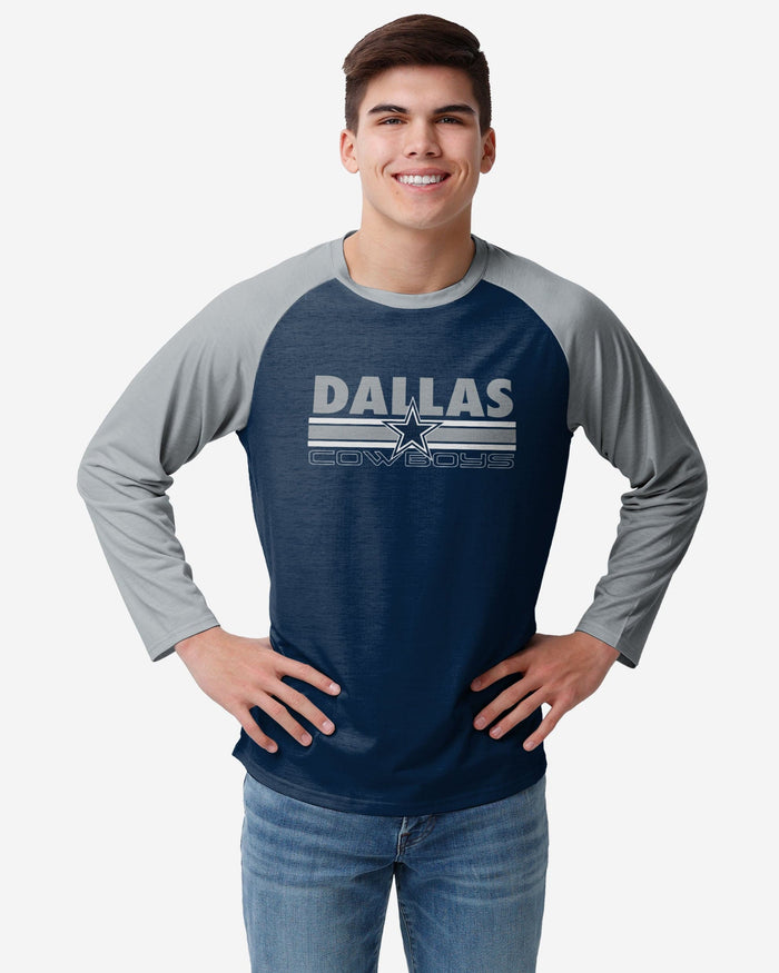 Dallas Cowboys Colorblock Wordmark Raglan T-Shirt FOCO S - FOCO.com