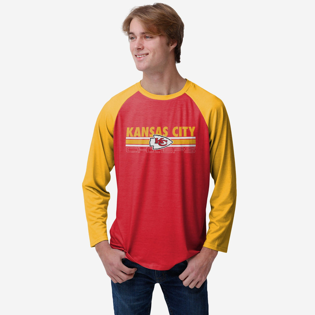 Kansas City Chiefs Colorblock Wordmark Raglan T-Shirt FOCO S - FOCO.com
