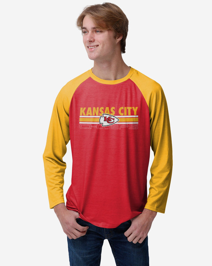 Kansas City Chiefs Colorblock Wordmark Raglan T-Shirt FOCO S - FOCO.com