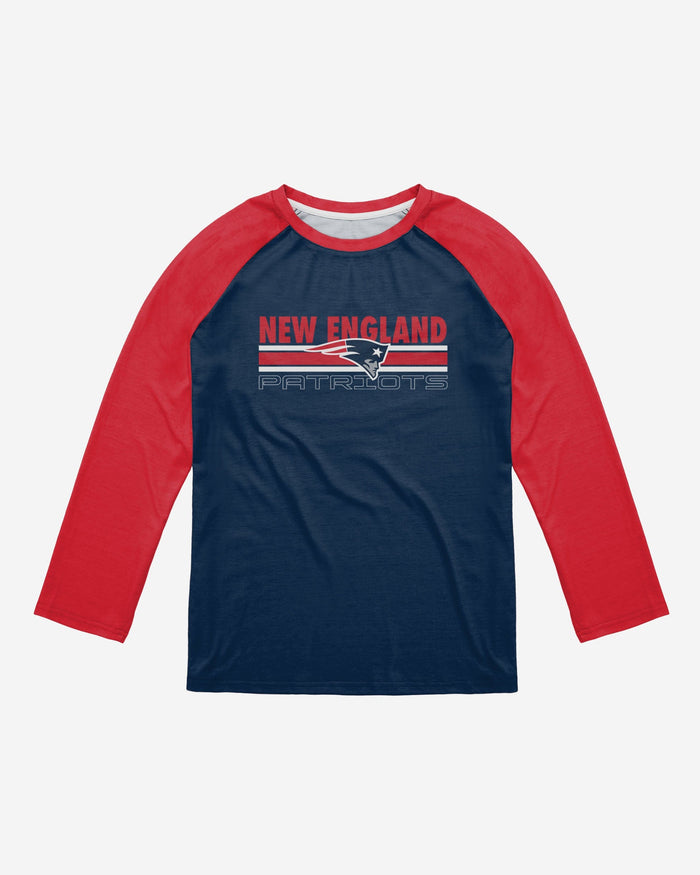New England Patriots Colorblock Wordmark Raglan T-Shirt FOCO - FOCO.com