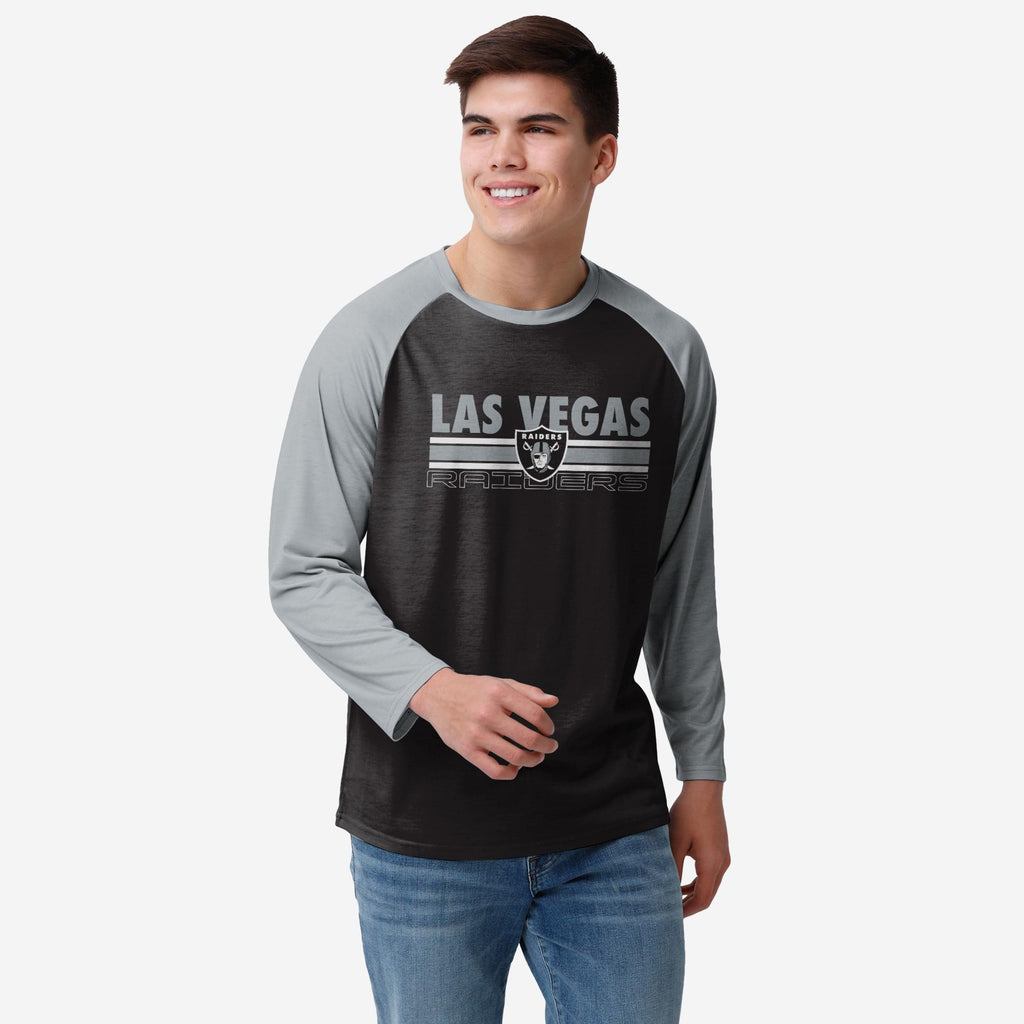 Las Vegas Raiders Colorblock Wordmark Raglan T-Shirt FOCO S - FOCO.com