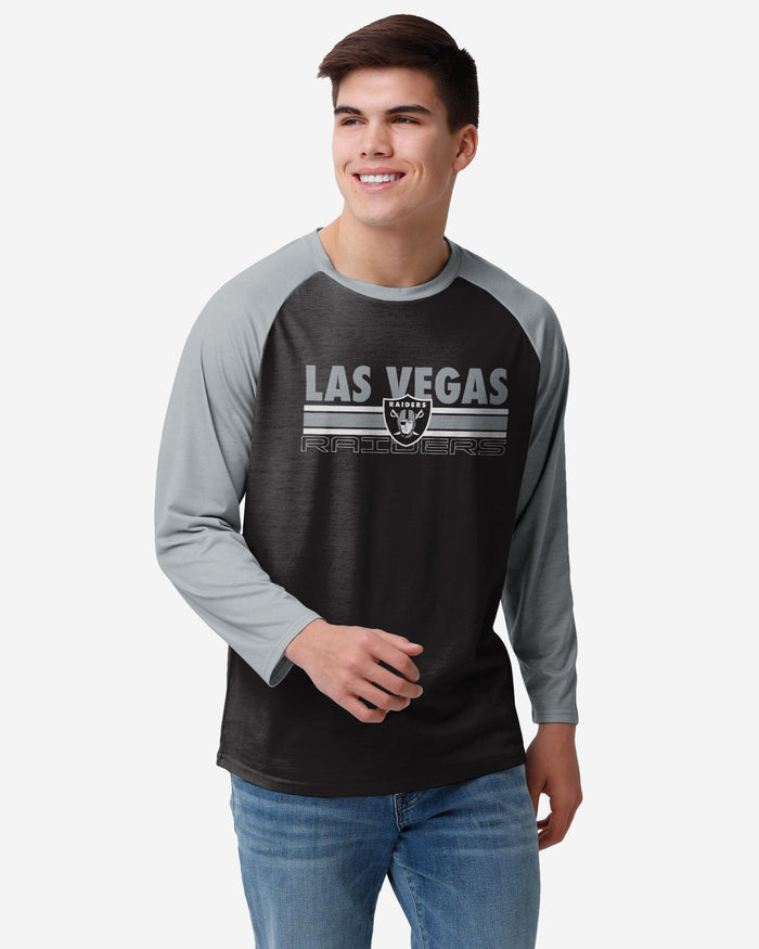 Las Vegas Raiders Colorblock Wordmark Raglan T-Shirt FOCO S - FOCO.com