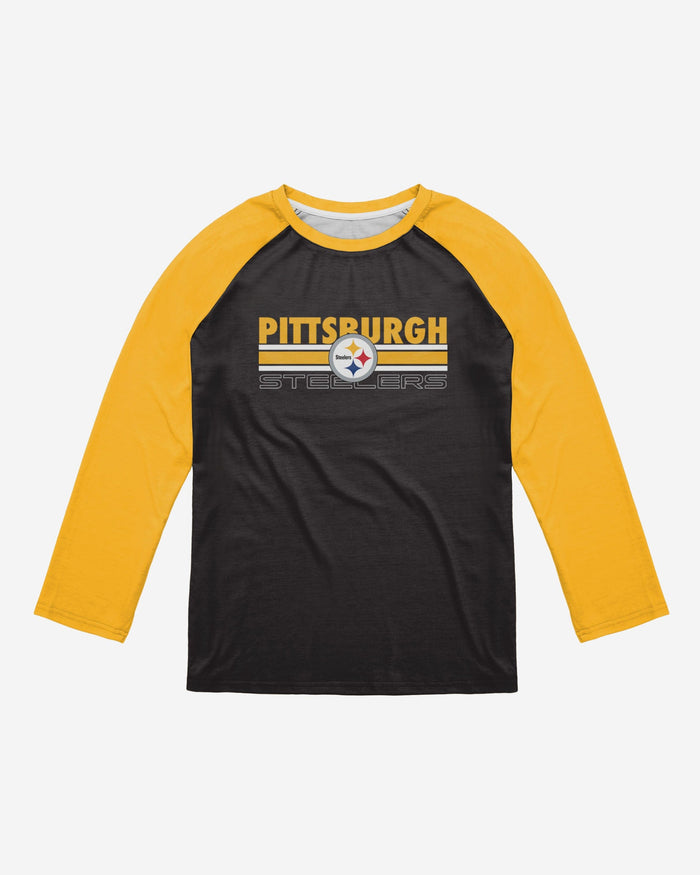 Pittsburgh Steelers Colorblock Wordmark Raglan T-Shirt FOCO - FOCO.com