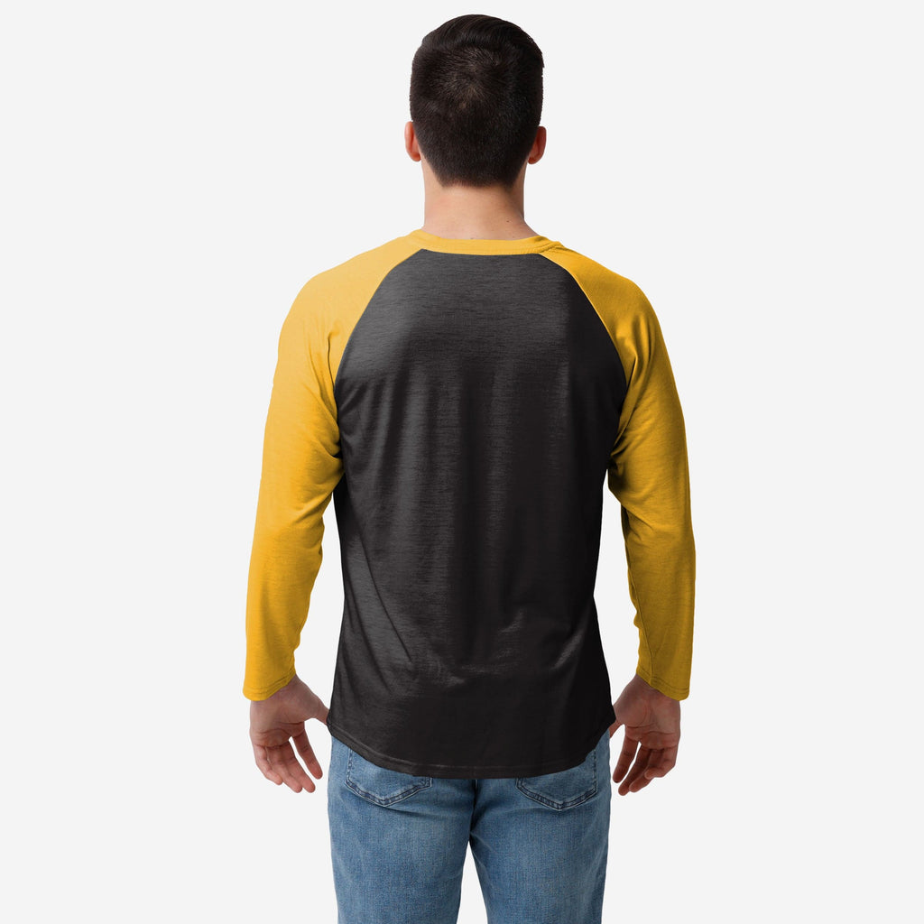 Pittsburgh Steelers Colorblock Wordmark Raglan T-Shirt FOCO