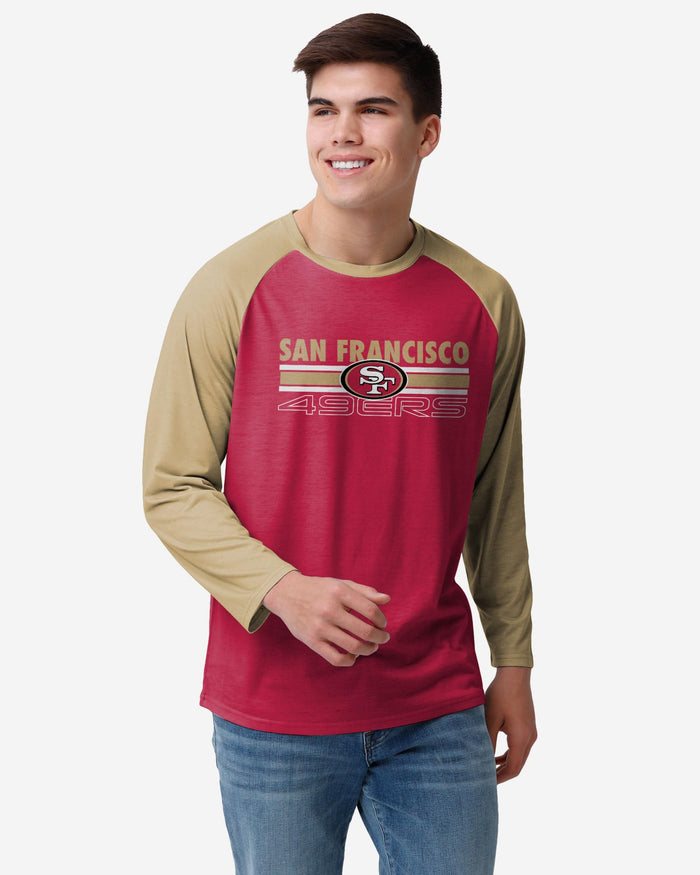 San Francisco 49ers Colorblock Wordmark Raglan T-Shirt FOCO S - FOCO.com