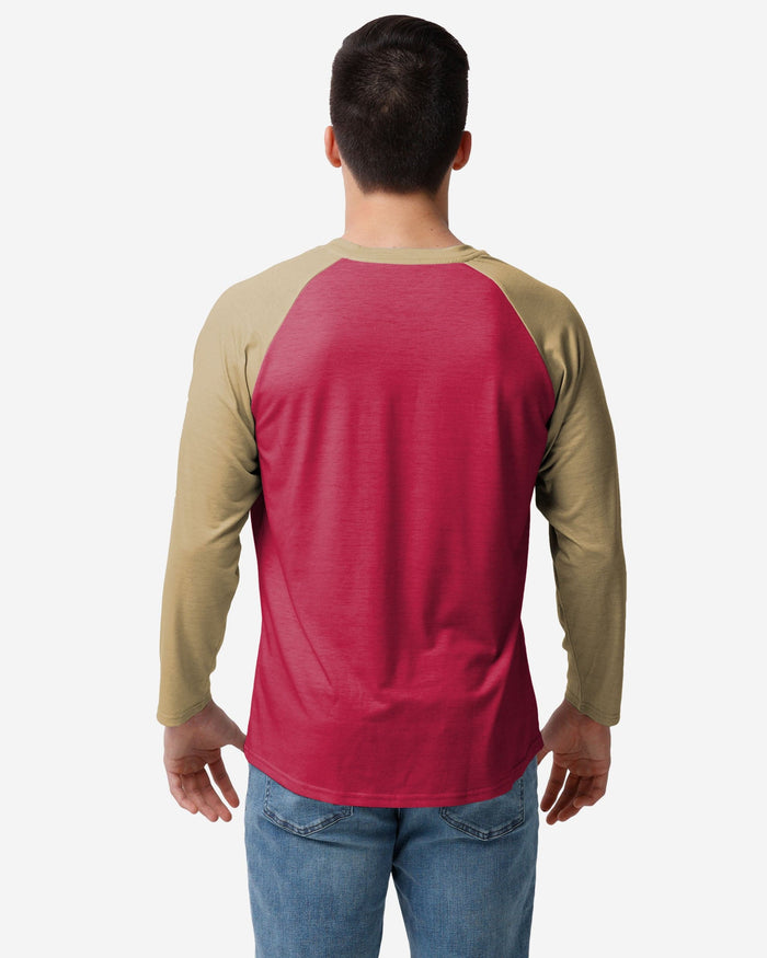 San Francisco 49ers Colorblock Wordmark Raglan T-Shirt FOCO - FOCO.com