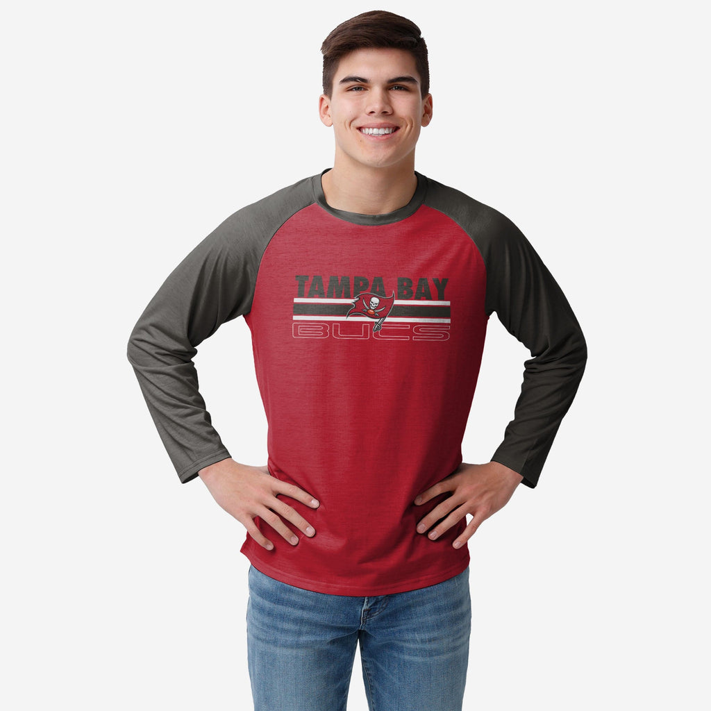 Tampa Bay Buccaneers Colorblock Wordmark Raglan T-Shirt FOCO S - FOCO.com