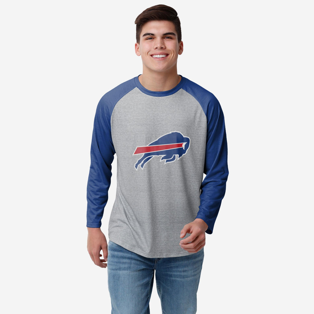 Buffalo Bills Gray Big Logo Raglan T-Shirt FOCO S - FOCO.com